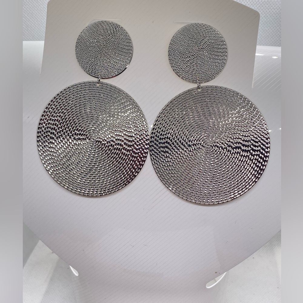 Big Circle Metal Disc Dangle Earrings